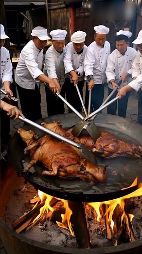 Chinese Chef Roasting Cow at Festival #trending #chinesefood #food #viral #cuisine #cow #meatmarket