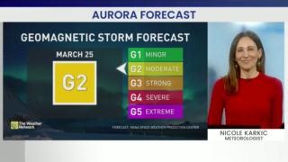 Heads up, sky gazers! 🤩✨ The northern lights could be putting on a show tonight—here are your chances for clear skies! Watch more video: https://ow.ly/bLW950Vo48w | The Weather Network