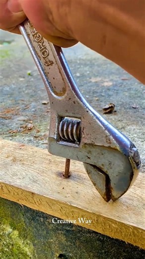 No Hammer? Use This Wrench Trick#diy #outdoors #craft