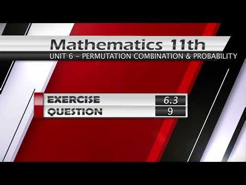 NEW Math 11th Exercise 6.3 Q.9 | PERMUTATION COMBINATION & PROBABILITY | combination |