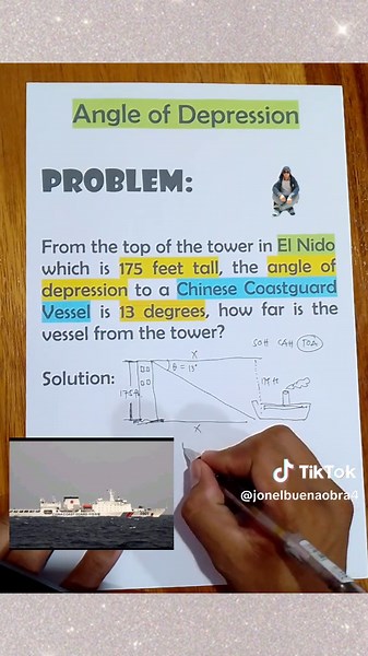 angle of depression😁 #fypシ #mathproblem #mathvideo #trigonometry #angleofdepression
