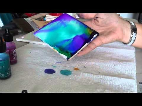 Alcohol ink tile coaster tutorial