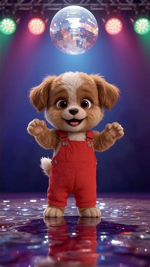 Fluffy Puppy Disco Dance 🐶✨ Cutest Cartoon Dog Groove #shorts
