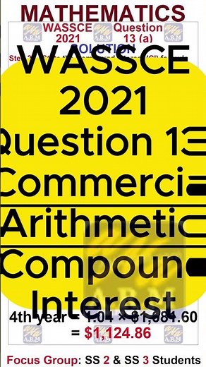 WASSCE 2021 Maths Q13a | Compound Interest Explained in 59 Seconds | WAEC Mathematics | WAEC Exam