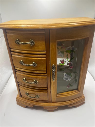 Vintage Jewelry Cabinet Box by Mele Quality Design With Four Draws Mirror and Hanging Necklace Multi Holder Oval Front Excellent Condition - Etsy UK