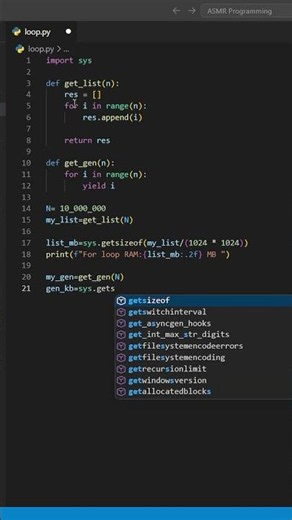 Stop Wasting Server RAM! Loop vs Generator 💀 #shorts #python #loop #yeild