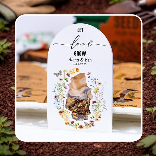 LET LOVE GROW Wedding Favors: Wildflower Seed Packets • Eco-friendly • Personalized • Sustainable • Bespoke • Shakerseeds® - 67S - Etsy