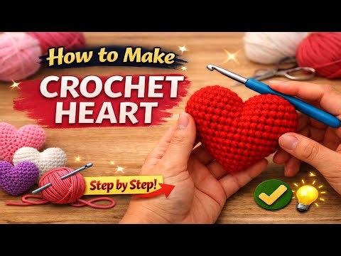How To Crochet A Heart For Beginners I Crochet Valentines Heart Gifts | Cute woolen hearts