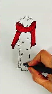 Fun and simple line drawings: use toilet paper to draw a beautiful girl in blue cheongsam!