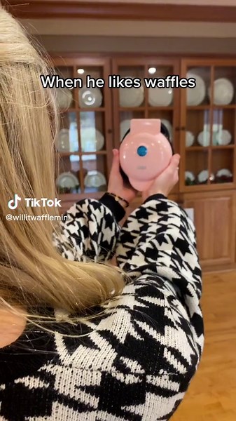 The mixed matched socks and tripping over the dogs makes this video that much better #willitwaffle #willitwafflemini #fyp #whatifwhenheseesme