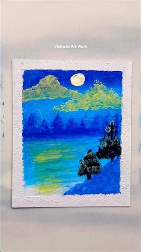 Night moon 🌝 oil pastel easy drawing #shorts #oilpasteldrawing