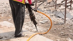 Road Construction With Pneumatic Drill