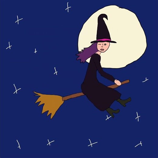 Flying Witch🧙‍♀️Video #halloween #witchcraft #witch #flying #broom #broomstick #animation #silly