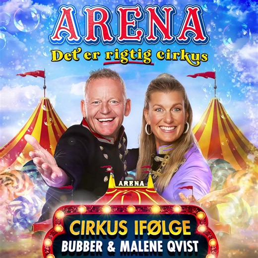 Skab minder sammen i 2024 ❤️💛 Saml hele familien til en uforglemmelig oplevelse i Cirkus Arena. Bubber og Malene Qvist er i spidsen for det nye show med et stjernehold af nye prisbelønnede verdensartister, søde dyr og duften af savsmuld – det er 𝗿̲𝗶̲𝗴̲𝘁̲𝗶̲𝗴̲ cirkus. SPILLER SNART NÆR DIG Køb billet i dag og få de bedste pladser i din by på https://bit.ly/cirkus-arena-i-din-by-2024 🎪 Glæd dig til at opleve ekstrem muskelkraft, imponerende luftakrobatik, sublim balancekunst, bedårende hund