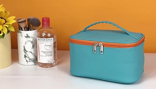 WANDF 3 Pieces Makeup Bag PU Leather Portable Cosmetic Pouch