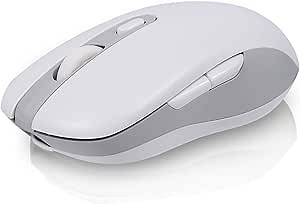 Wireless Mouse,3 Modes Bluetooth 5.0&4.0 Mouse 2.4G Rechargeable Ergonomic Computer Mouse with 6 Buttons,for Laptop/PC/Mac/iPad pro/Computer（White）