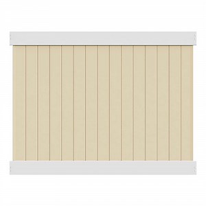Barrette Outdoor Living Roosevelt 6 ft. H x 8 ft. W Two-Toned White and Sand Privacy Vinyl Fence Panel (Unassembled) 73024519