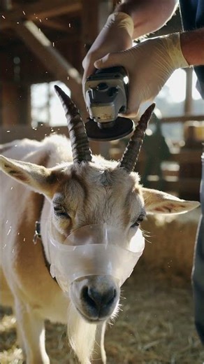 Professional Goat Horn Trimming Procedure #AnimalFauna #VeterinaryCare #FarmLife