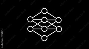 Animated network icon. Artificial neural network line animation. Interconnected nodes, symbolizing system. Stock Video