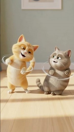 Two Playful 3D Cartoon Cats | Cute "#3DCartoonCats #FunnyCats #PlayfulCats #CuteCats #KidsFriendly