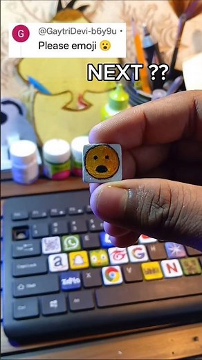 Turning My Keyboard Key into a Surprised Emoji! ⌨️😲 #DIY #KeyboardArt#CustomKeyboard #Emoji #Crafts