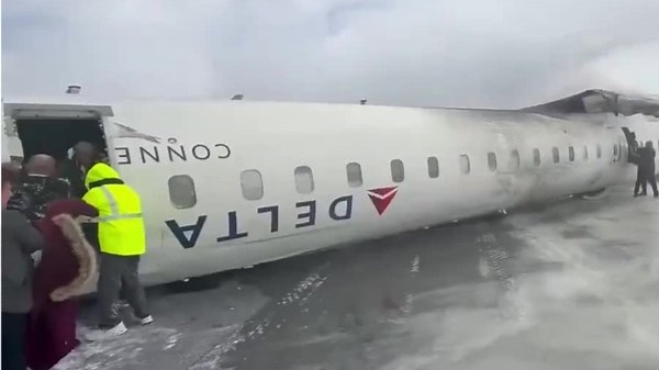 Passenger plane crashes and lands upside down