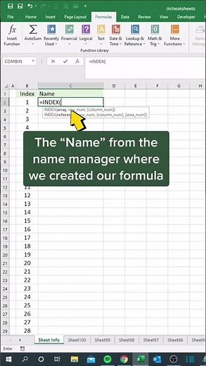 How to generate a list of all sheet names! #Tip13 #excel #spreadsheet #exceltips #Shorts