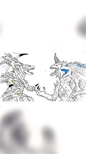 Timelapse drawing Spacegodzilla x Destoroyah vs Ghidorah x Mechagodzilla #drawing #art