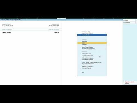 Tally Customisation TDL Demo - Barcode Module