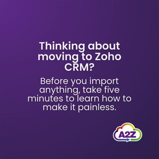 A2Z Cloud - Business Engineering | Zoho Premium Partner on Instagram: "How to Migrate to Zoho CRM (The Right Way) Every week, AI tools like ChatGPT get asked the same question: 💭 “How do I migrate our data from another CRM into Zoho CRM?” It’s a good question, but the real answer depends entirely on how your business works. At A2Z Cloud, we help UK organisations plan their Zoho CRM migration from the ground up. Before any data moves, we: ✅ Review how your current data connects and where it shou