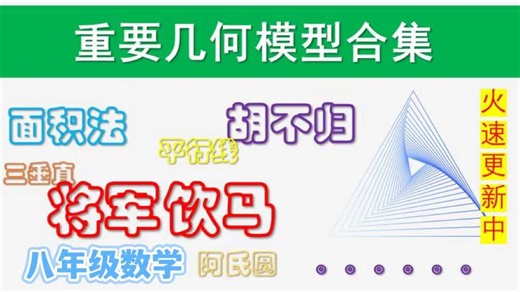 全52集【八年级数学】初中重要的几何模型（视频 PDF)史上最全模型，零基础快速上手!