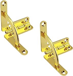 Zinc Alloy Box Hinge Cigar Case Furniture Hardware 90 Degree Folding Support Hinge for Jewelry Wine Wooden Box Connect Mount Golden Hinges 2 pcs (Gold)