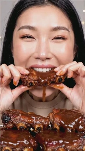 Juicy BBQ Ribs ASMR 🔥🍖#mukbang #asmr #asmreating #asmrsounds | Nithika Pn #shorts