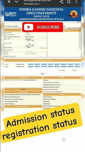 How to check registration status| admission registration status kese check kre#ignou#ignouadmission