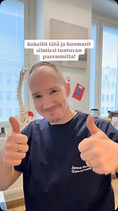 Silmän percussio harjoite🤩 Tällä harjoitteella voit saada silmäsi voimaan paremmin. Tekemällä tätä stimuloit sarveiskalvon kautta silmän aineenvaihduntaa. Voit saada apua muun muassa: 👉 kuivasilmäisyyteen 👉 parantaa silmän hermotusta ja verenkiertoa 👉 helpotusta paineen tunteeseen silmässä 👉 parantaa sarveiskalvon toimintaa 👉 silmät voivat tuntua paremmilta hyvinvoivilta! 1. Paina sormella kevysti koko yläluomea silmä suljettuna 2. Naputtele toisella kädellä eri kohdista noin 10-15 kertaa 