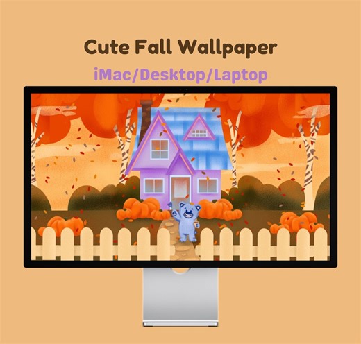 Ry's Fall House Desktop Wallpaper | Cute Autumn Imac MacBook Laptop PC Background | Cozy Fall Aesthetic | Digital Download | Deuramaunnie - Etsy UK