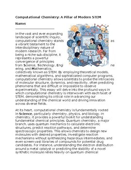 Computational Chemistry & STEM - No Prep -Science Worksheet - 100% Editable