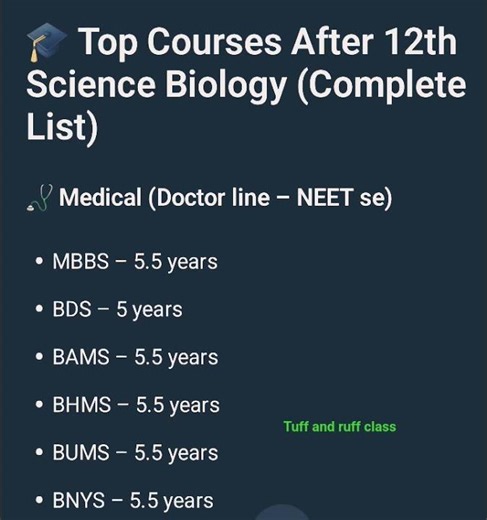 Top Courses After 12 th Biology#Tuff and ruff class