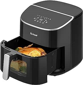 Air Fryer 8Qt Plus Oilless 8-in-1 Family Size AirFryer,Easy Viewing Window and Fast Healthy cooking,Dishwasher-Safe Basket,Digital Touchscreen,Quiet, AF701, Black