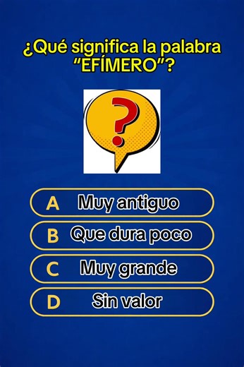 📘🤔 ¿Sabes qué significa la palabra efímero? ⏱️ #Ortografía #Vocabulario #Palabras #Trivia #AprendeJugando | Reto Ortográfico