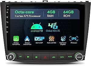 XTRONS Android 12 Car Radio for Lexus IS250 IS300 IS350 2006-2012, 10.1 Inch Car Stereo GPS Navigation Octa Core 4GB+64GB Bluetooth Head Unit, Built-in DSP Car Play Android Auto 4G LTE