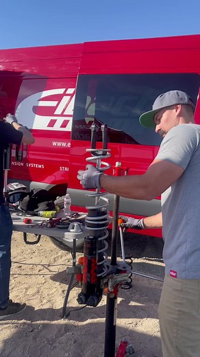 We’re out in the desert so our portable spring compressor sure came in handy! #offroad #springs #eibach #tools #machines #dunes #fyp #engineering #mechanic