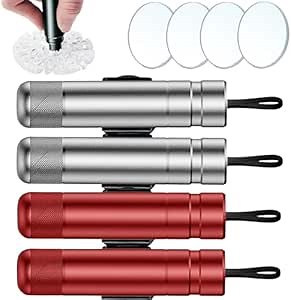 Car Escape Tool and Seatbelt Cutter-2/4PC, 2-in-1 Car Window Glass Breaker with Test Glass and Base, Emergency Car Escape Tool (4PC,Silver+Red)