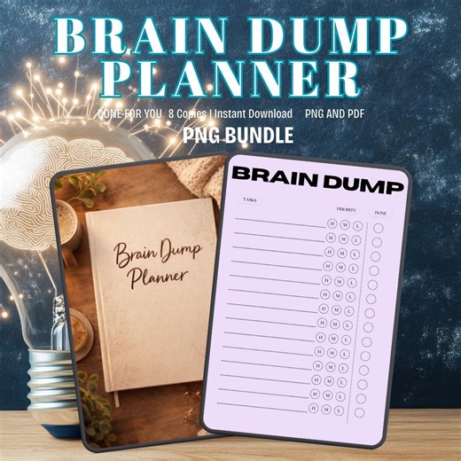 Brain Dump Planner | Worksheet | Productivity Planner | PDF PNG | Instant Download - Etsy