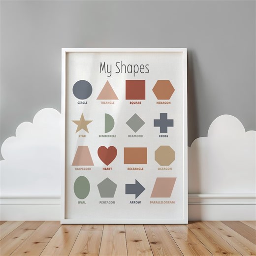 Boho Shapes Chart, Neutral Colors, Playroom Classroom Decor (digital Download) - Etsy Australia