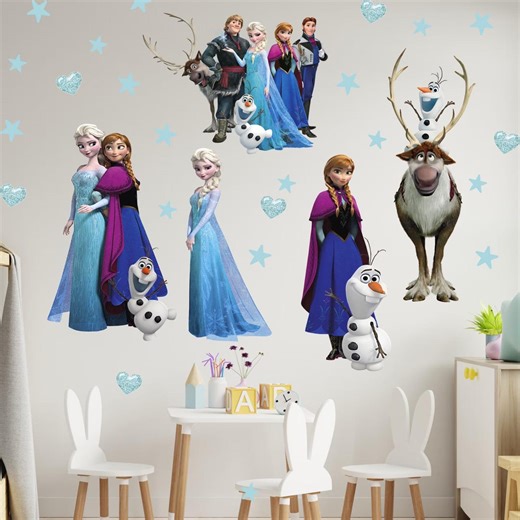 Frozen Elsa Anna Olaf Sven Kristoff Wall Stickers Disney Frozen Characters Decals Ice Queen Sisters Snowman Reindeer Set - Etsy
