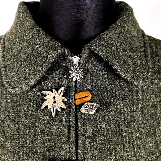 Boiled Wool Jacket: Vintage Austria Flower Army Olive Green Decors, Small Medium Women - Etsy