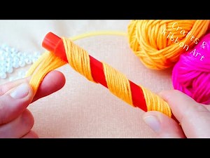 It's so Cute !! Superb Flower Craft Idea with Wool - Hand Embroidery Amazing Flower Design