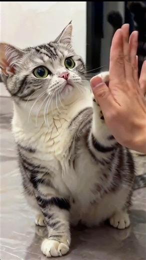 🐾 High Five with My Cat! | Cutest Kitty Trick Ever ✋😺 #cathighfive #cutecat #catlovers #funnypets