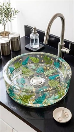 A minimal fern epoxy sink adding subtle elegance to your space